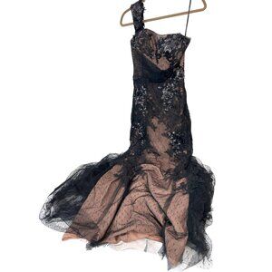 Alyce Black Label Goth Vampire Core Dark Romance Single Sleeve Lace maxi dress C